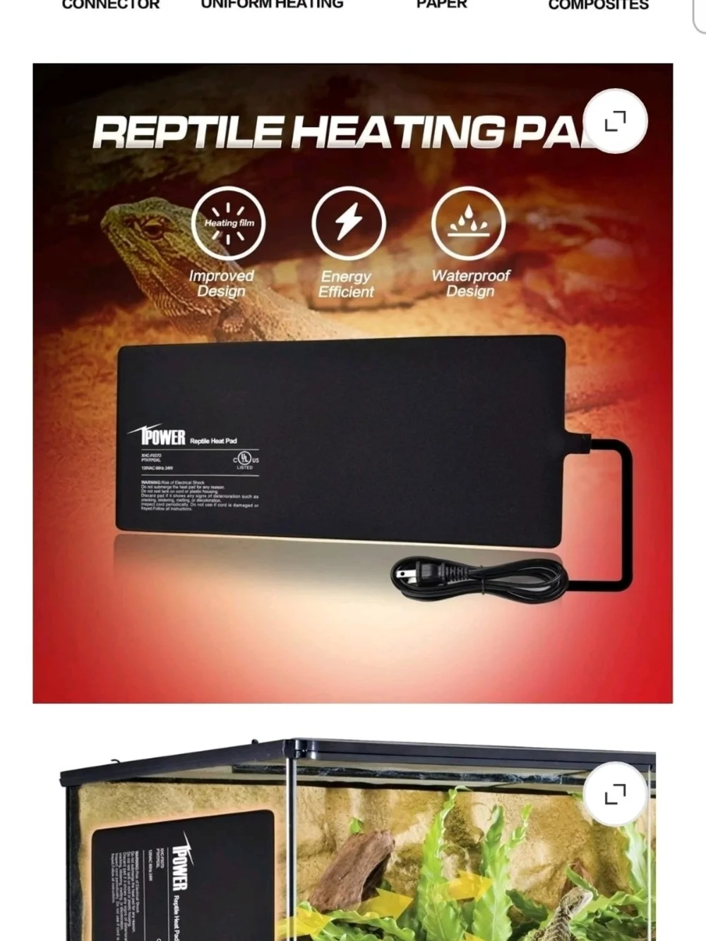 Reptile Heating Pad - Black